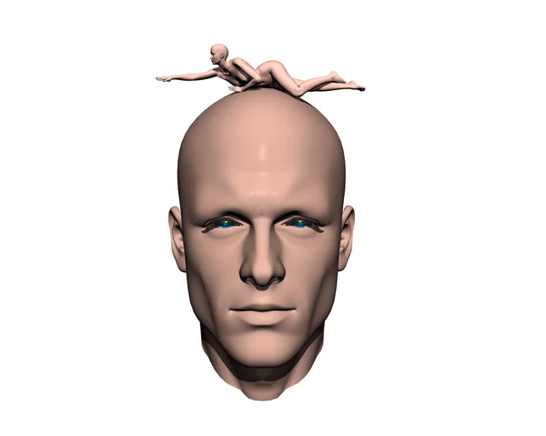 Homens 3D cabeça com 3D menina — Fotografia de Stock