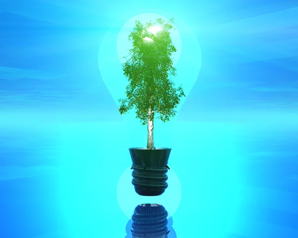 3D lamp with tree — Stock Photo, Image