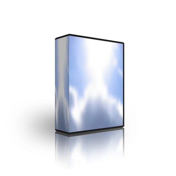 Céu azul escovado caixa em branco de metal — Fotografia de Stock