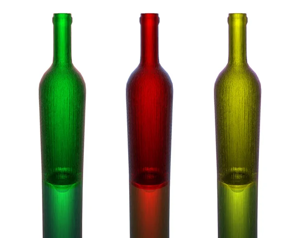 Bottiglie di vino colorato — Foto Stock