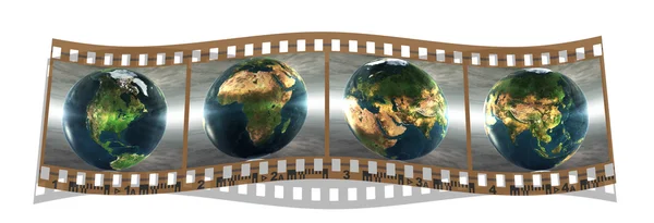 分離された地球の 4 つの画像の映画 — ストック写真