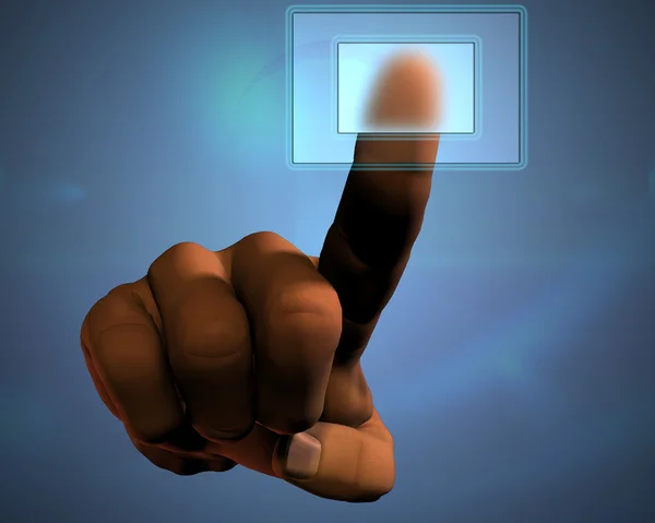 3D Hand drückt transparenten Knopf — Stockfoto
