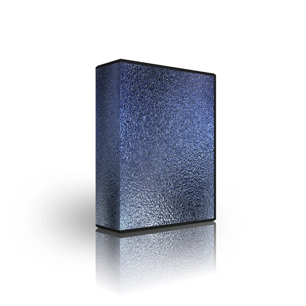 Modré kartáčovaného kovu prázdný box — Stock fotografie