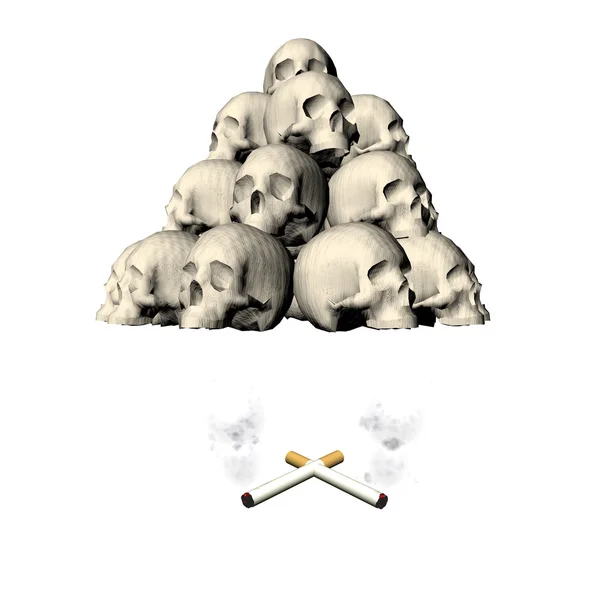 Totenkopf mit Zigarette — Stockfoto
