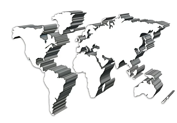 白で隔離される世界地図シルエット — ストック写真