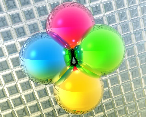 4 bolas brilhantes de metal clolr — Fotografia de Stock
