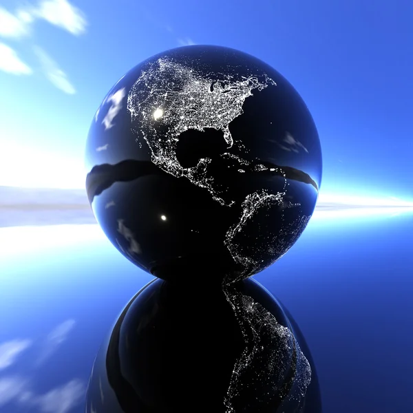 Earth model with reflection on the background — Stock Photo, Image