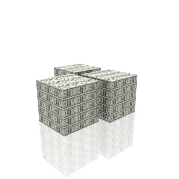 Kostky s námi dolarových bankovek — Stock fotografie