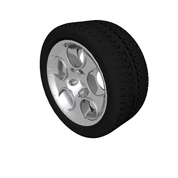 타이어 휠에 흰색 절연 — 스톡 사진