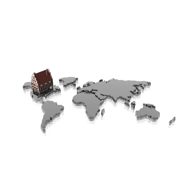 House on world map — Stock Photo, Image