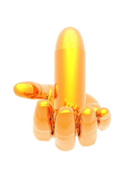 Bright 3D golden bullet on the hand — Stock Photo, Image