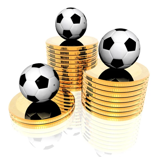 stock image 3d Soccer ball on golden coins