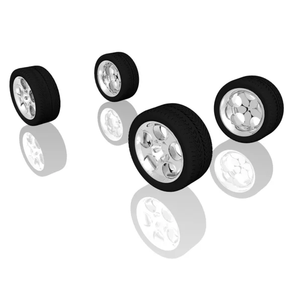 Roda de pneu isolada sobre um branco — Fotografia de Stock