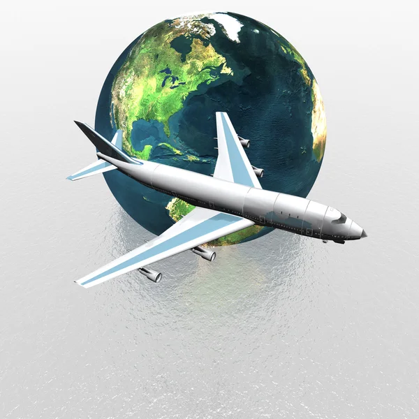 Airliner with a globe — Stock Photo, Image