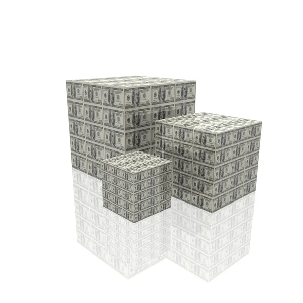 Cubos con nosotros billetes de dólar — Foto de Stock