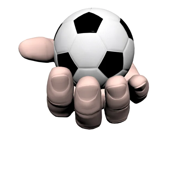 3D voetbal bal in handen — Stockfoto
