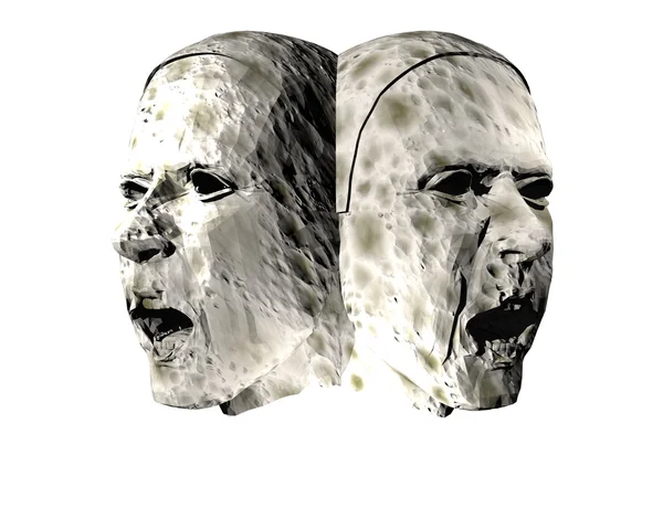 3D-stenen hoofden — Stockfoto