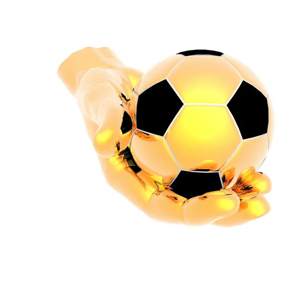 3D μπάλα ποδοσφαίρου στα χέρια — Φωτογραφία Αρχείου
