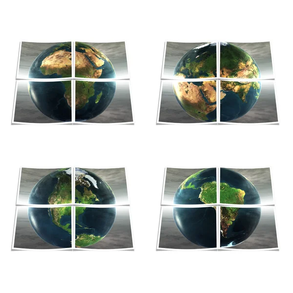 4 dünya görüntüsü üzerinde beyaz çizgili — Stok fotoğraf