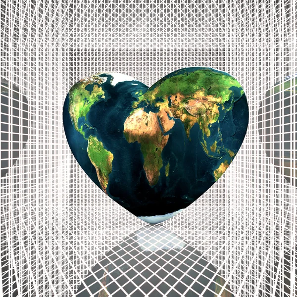 地球のテクスチャと心 — ストック写真