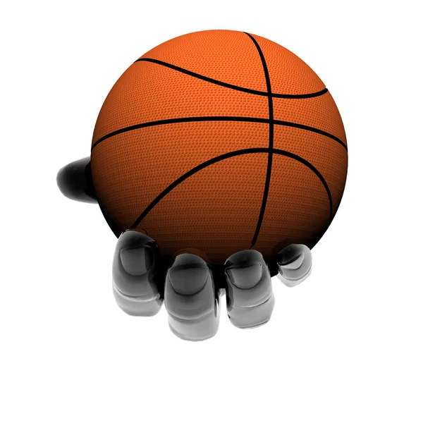 Mano con pallone da basket isolato su un bianco — Foto Stock