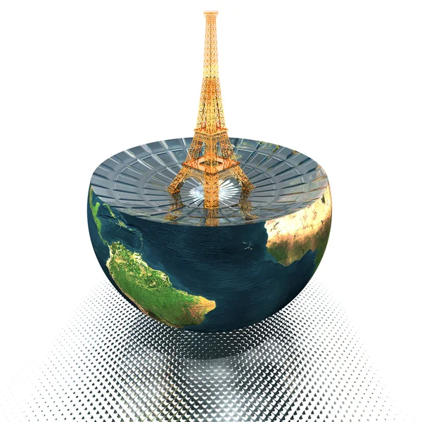 Eiffel Tower on half of the earth — Stock Photo, Image