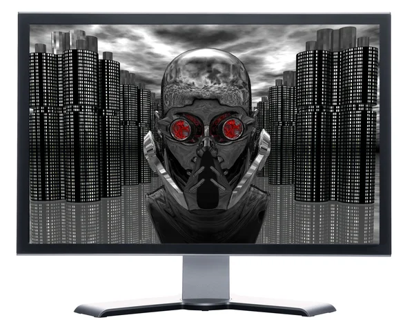 Monitor com tela de metal — Fotografia de Stock