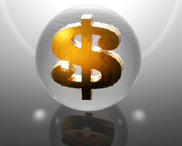 Golden us dollar sign in glass orb — Stock Photo, Image