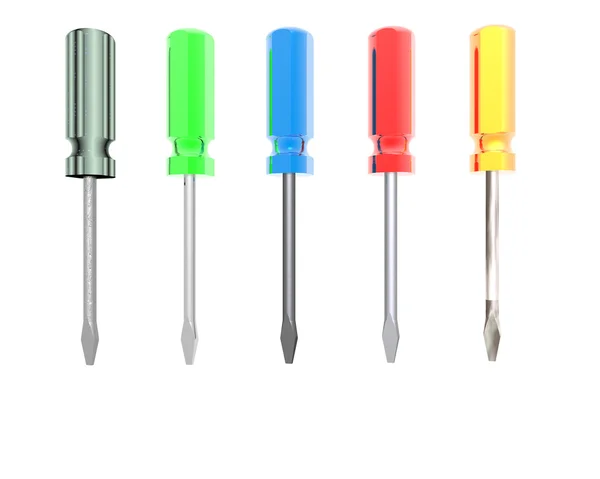 5 chaves de fenda coloridas — Fotografia de Stock