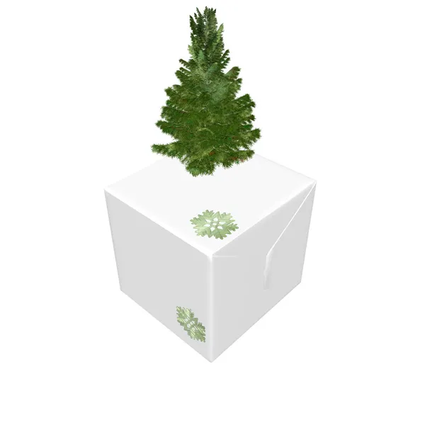 Kale kerstboom klaar om te versieren met geschenken — Stockfoto