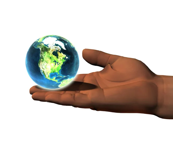 3D earth on 3D hands — Stock Photo, Image