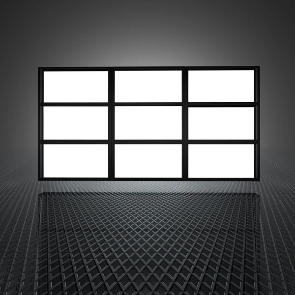 Video wall with 9 blank screens — Stock Photo, Image