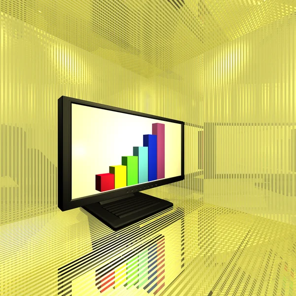 Monitor com diagrama — Fotografia de Stock