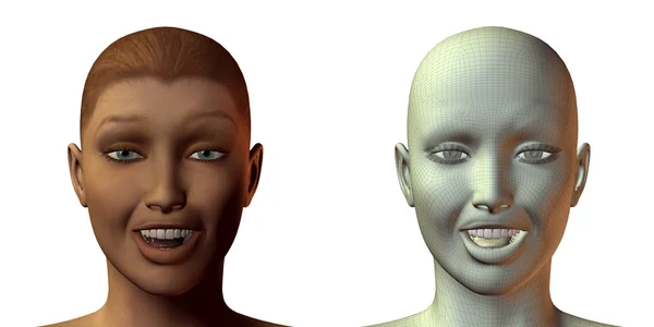 3D girl face with emotion — Stock Photo, Image