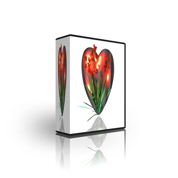 Herz mit Blumen-Box-Vorlage — Stockfoto