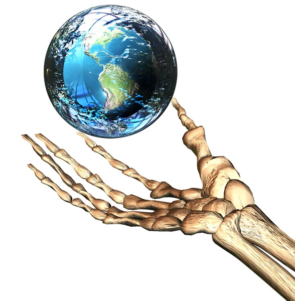 3D zemi v kosti ruky — Stock fotografie