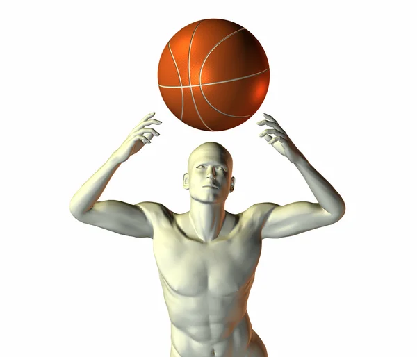 Cyber garçon avec ballon de basket — Photo