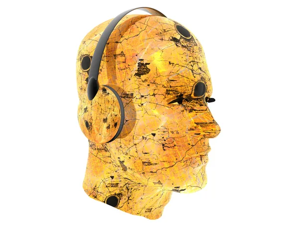 3D hombres cara texturizada con auriculares —  Fotos de Stock