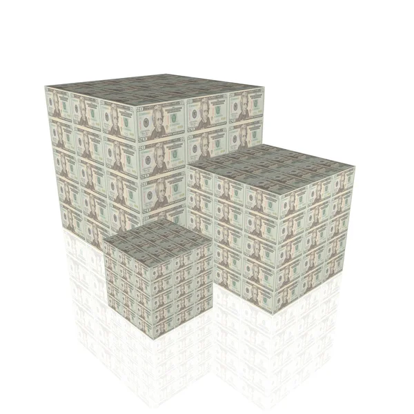 Cubes avec des billets de dollar — Photo