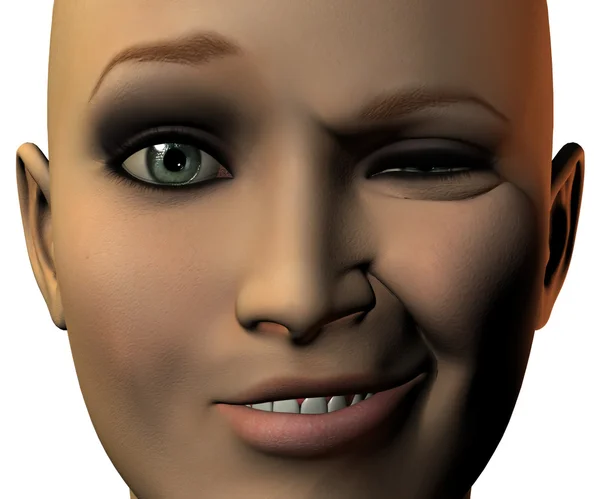 Menina rosto em 3D com emoção — Fotografia de Stock