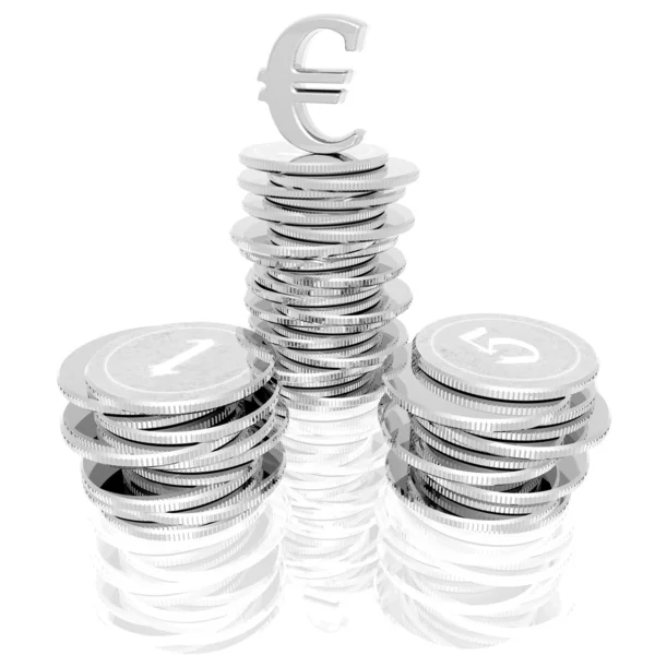 Монеты, изолированные на белом — стоковое фото