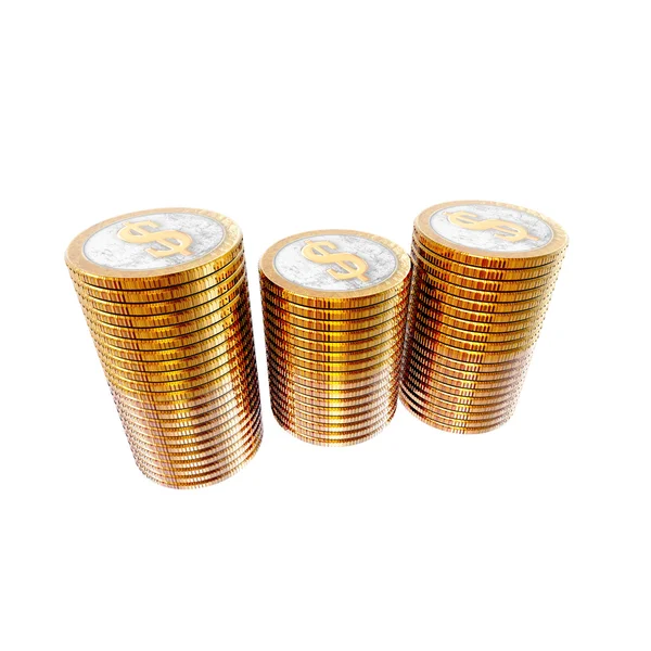Us dollar coins coins isolated on a white — Stock Photo, Image