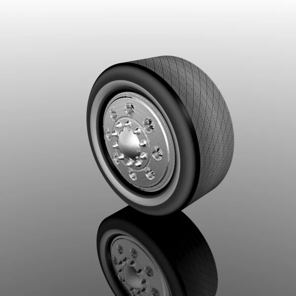 Rueda de neumático sobre fondo gris —  Fotos de Stock