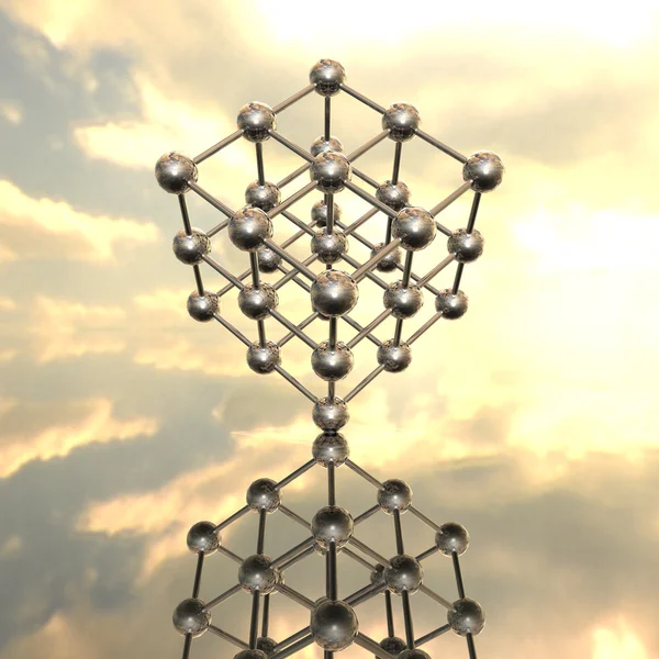 Model of molecular lattice with reflection — Stock Photo, Image