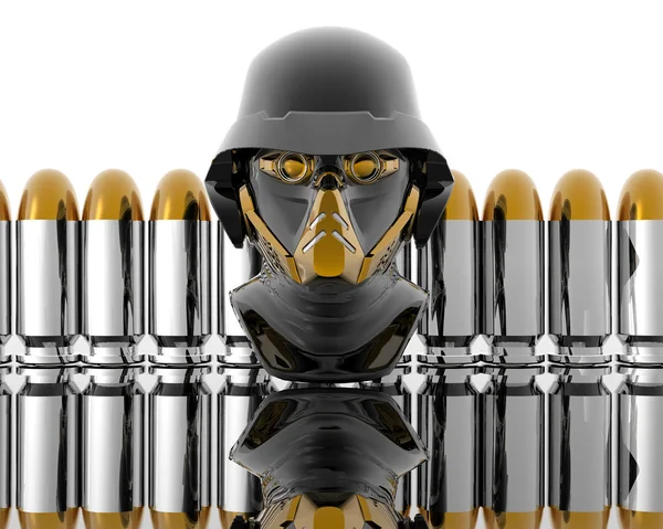 Soldati 3d in una maschera antigas con proiettili — Foto Stock