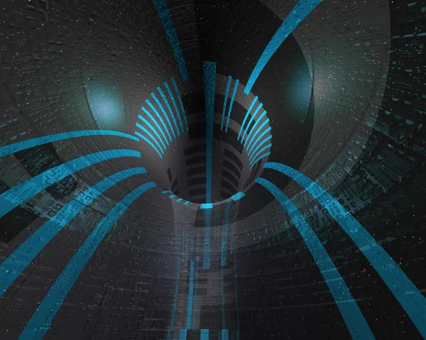 Tunnel techno vortex futuriste — Photo