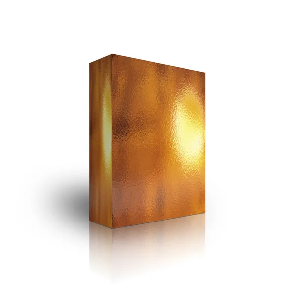 Modelo de caixa de metal dourado em branco — Fotografia de Stock