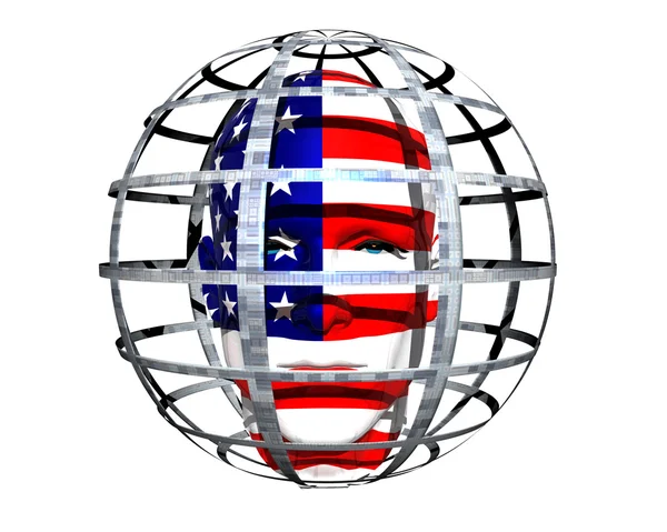 Homem 3D cabeça bandeira texturizada — Fotografia de Stock