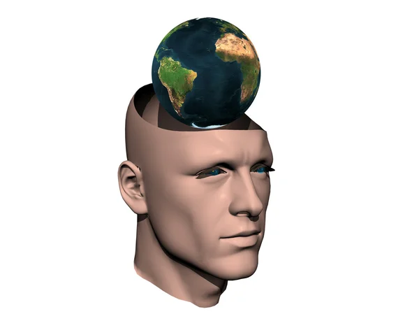 Homens 3D rachado cabeça com terra — Fotografia de Stock