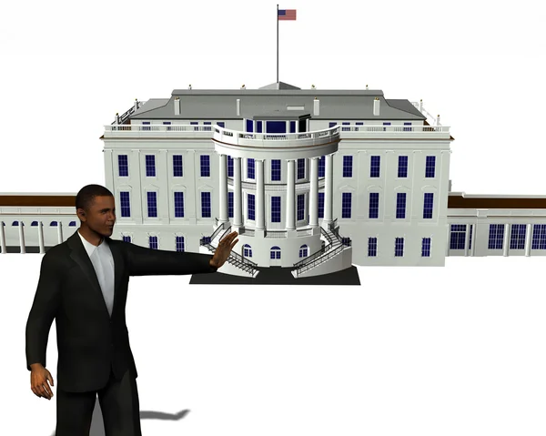 बराक ओबामा 3 डी मॉडल एक सफेद पर अलग — स्टॉक फ़ोटो, इमेज